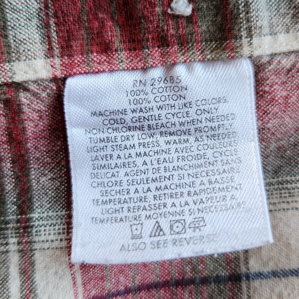 Pendleton "Hiker Shirt" Long Sleeve Plaid Red Green Cream, Men's Size L - Picture 7 of 8